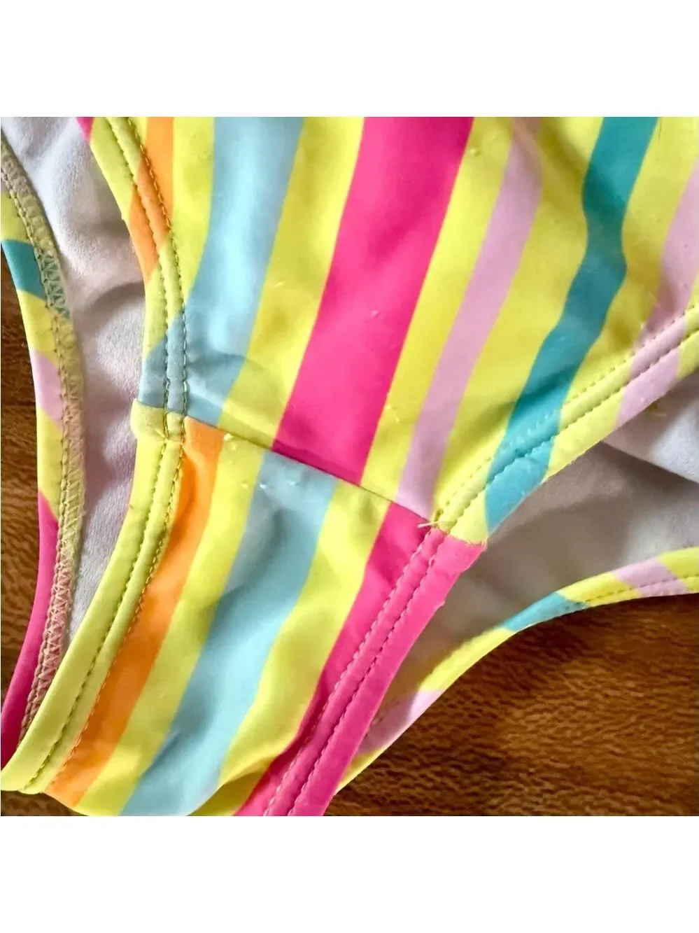 Betsy Johnson Floral and‎ Strip Ruffled Pom-Pom Bikini Set Girls Size 10